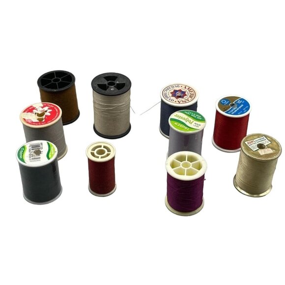 10 spools of polyester thread varying colors red white and sizes READ - Picture 1 of 6